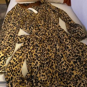 JCrew leopard print accordion skirt dress.